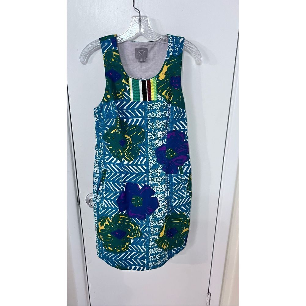 VANESEAVIRGINIA BLUE FLORAL SLEEVELESS DRESS WOMENS SZ 4